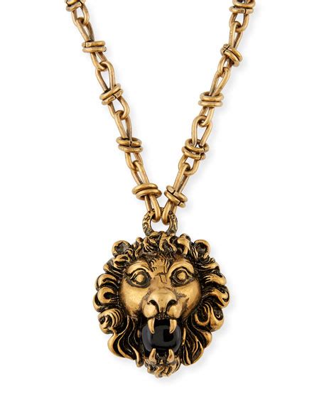 silver gucci lion pendant|gucci lion head necklace.